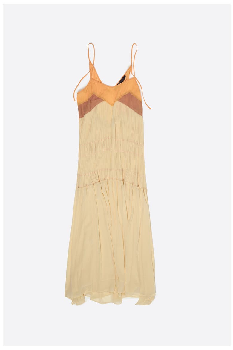 Two-Tone Pleated A-Line Strappy Dress, Alternate, color, LIGHT YELLOW