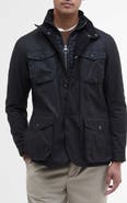 Barbour Ogston Water Resistant Waxed Cotton Jacket with Removable Quilted Bib