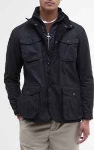 Barbour Ogston Water Resistant Waxed Cotton Jacket with Removable Quilted Bib