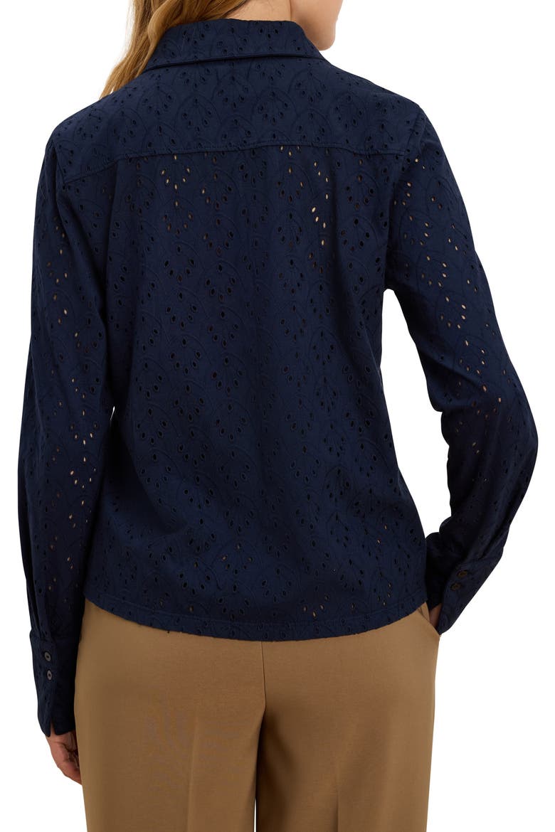 Embroidered Eyelet Button-Up Shirt, Alternate, color, DARK INDIGO