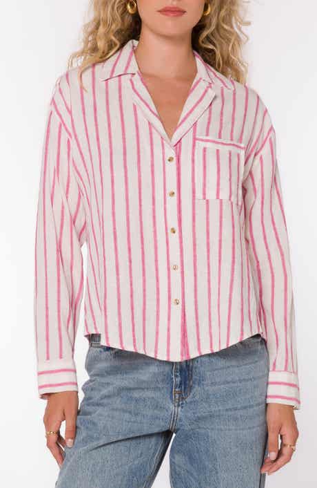VELVET HEART Lyla Collar Button-Up Linen Blend Shirt