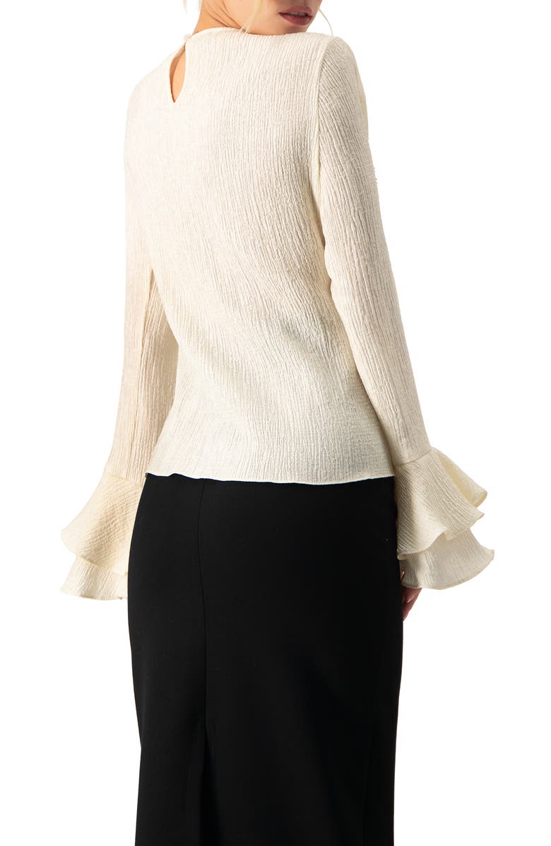 IVONNE Long Sleeve Ruffled Cuff Textured Blouse, Alternate, color, Natural