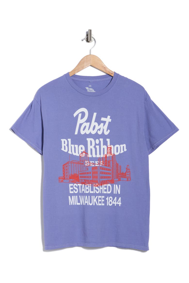 Pabst Blue Ribbon Cotton Graphic T-Shirt, Alternate, color, PIGMENT DYE BLUE JEAN