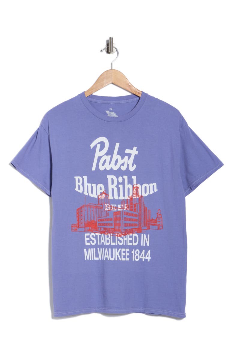 Ripple Junction Pabst Blue Ribbon Cotton Graphic T-Shirt, Alternate, color, Pigment Dye Blue Jean