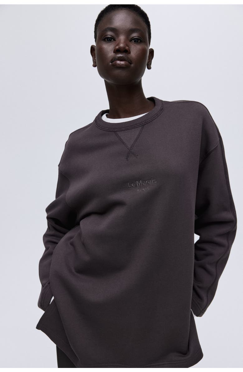 H&M Text-motif Sweatshirt, Alternate, color, Dark Gray/Le Marais