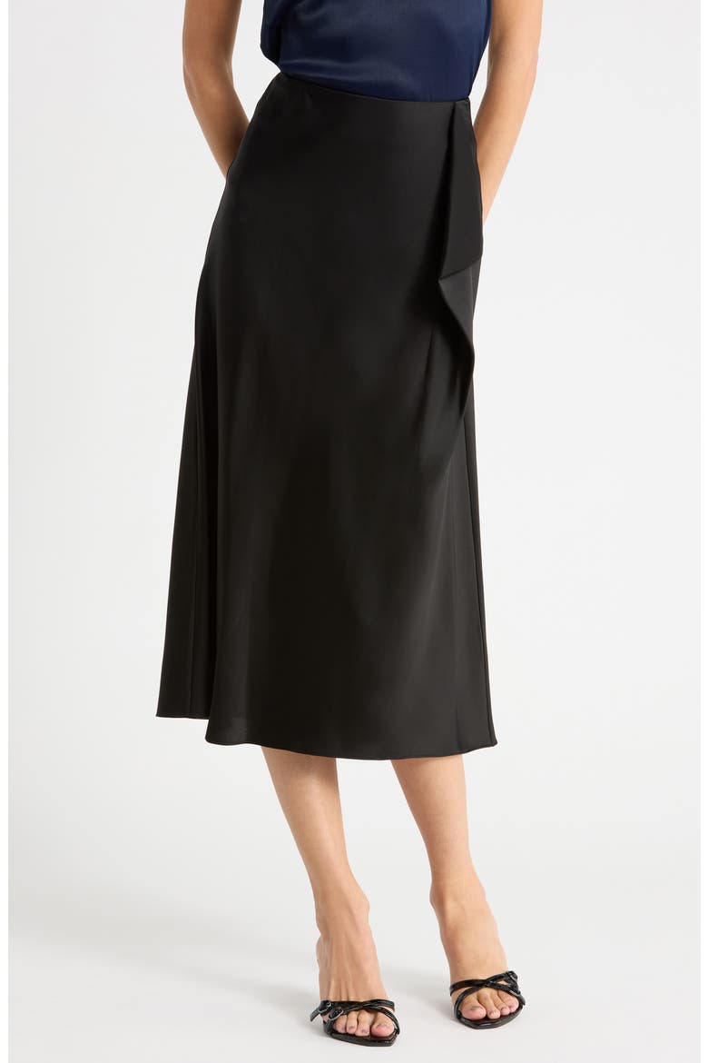 Blaine Ruffle Satin Maxi Skirt, Main, color, BLACK
