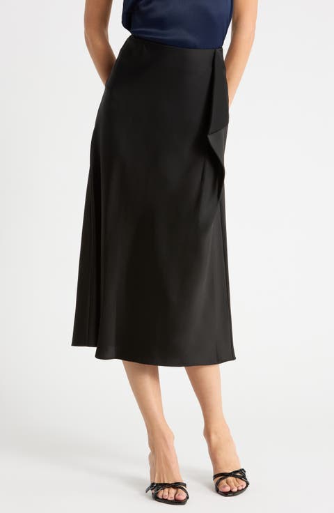 Blaine Ruffle Satin Maxi Skirt