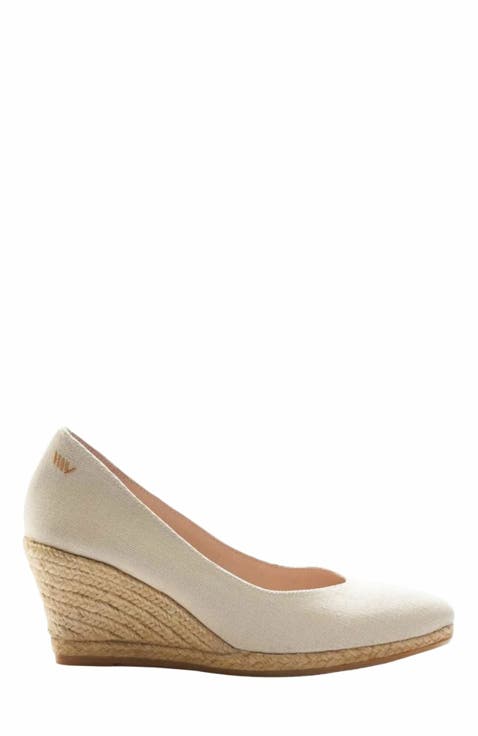 Roses Canvas V Cut Espadrille Wedges