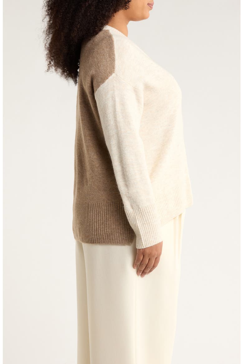 Colorblock V-Neck Sweater, Alternate, color, MALTED