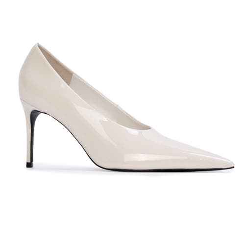 Black Suede Studio Jona 80 Patent Pump In White