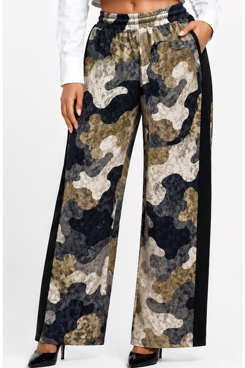 Camo Wide Leg Pants, Main, color, BLACK