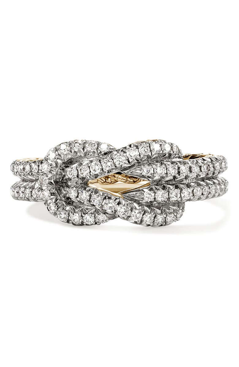 John Hardy Love Knot Ring, Diamonds, Main, color, 14K Yellow Gold