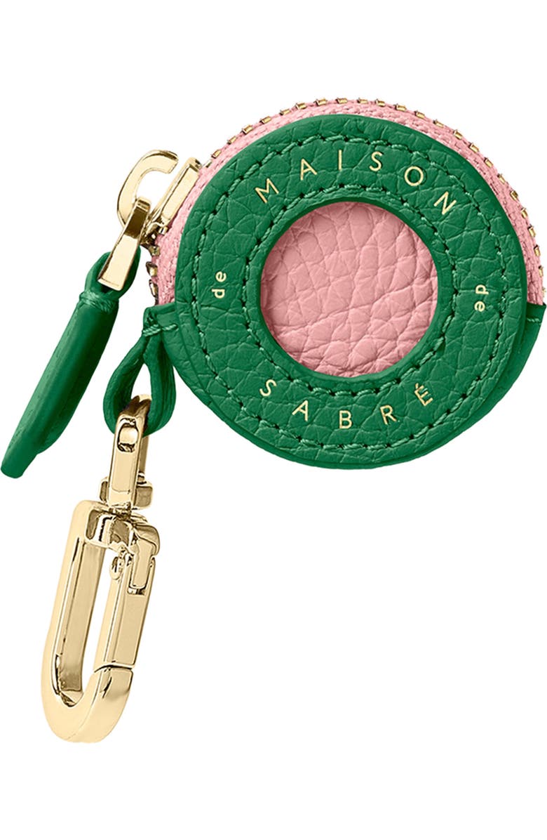 MAISON de SABRÉ Leather AirTag Charm, Main, color, Emerald Pink