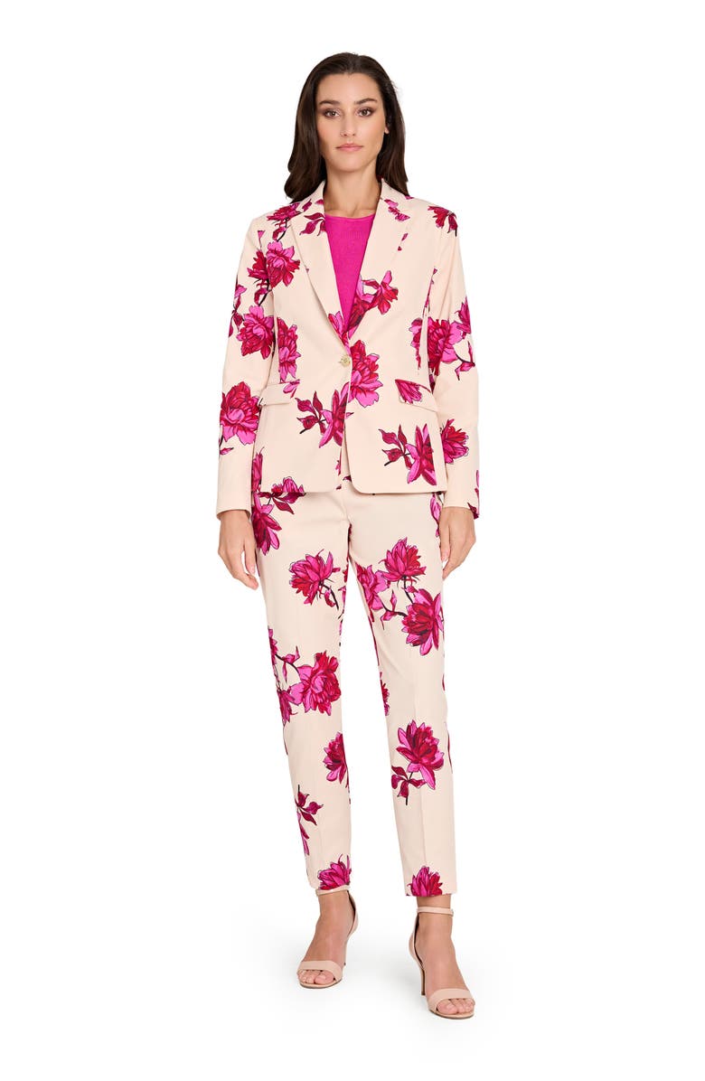 Tahari ASL Print Sateen Pants, Alternate, color, Vanilla Red Floral