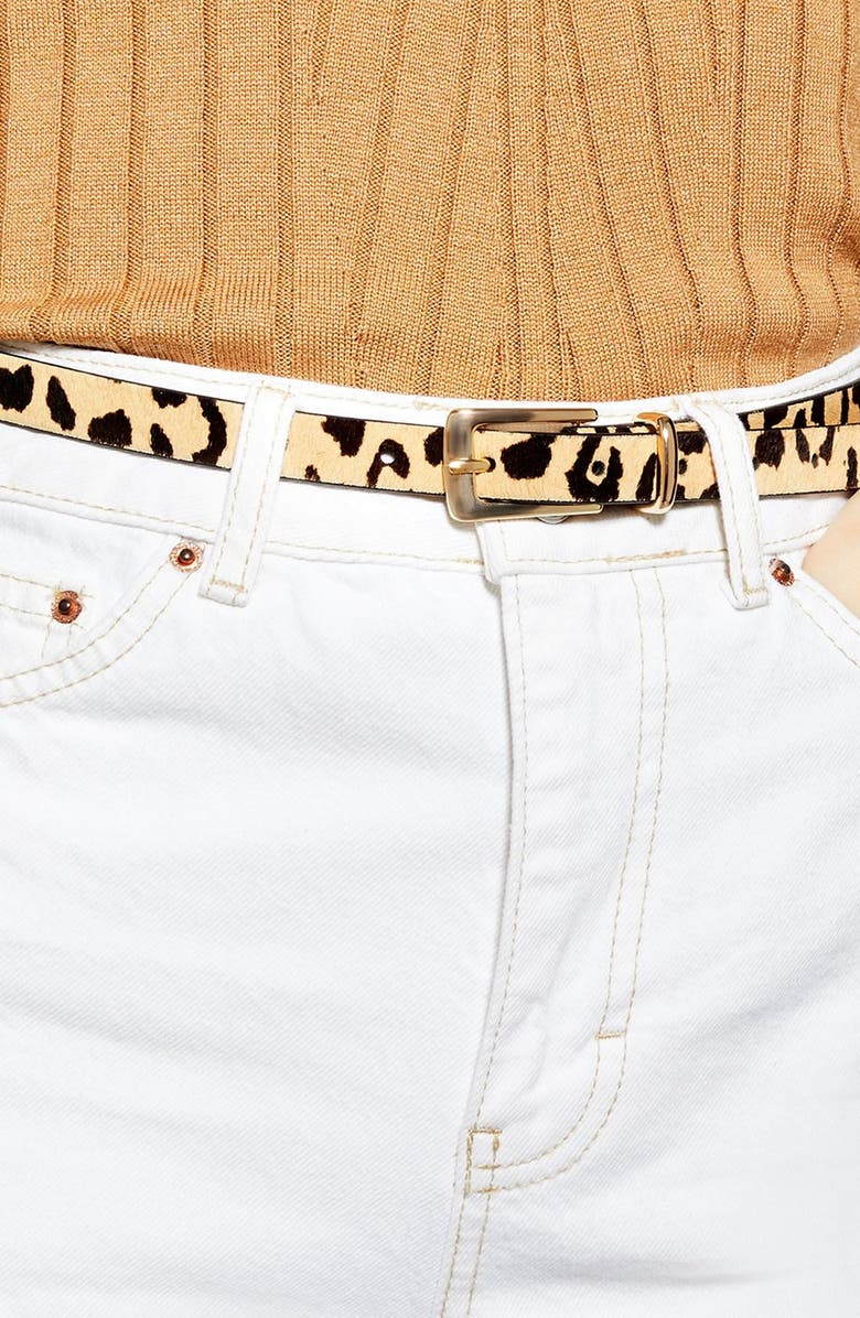 Topshop Leopard Skinny Belt, Alternate, color, 