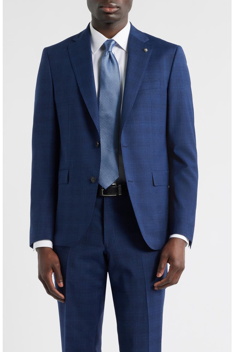 Esprit Contemporary Fit Navy Plaid Wool Suit, Alternate, color, NAVY