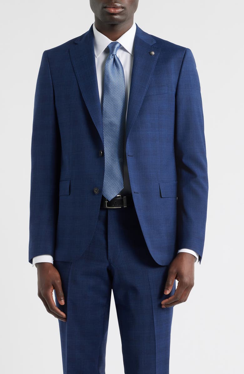 Jack Victor Esprit Contemporary Fit Navy Plaid Wool Suit, Alternate, color, Navy