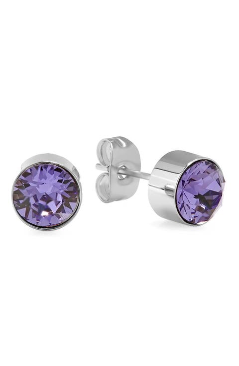 18K Gold Plated April Simulated Birthstone Stud Earrings