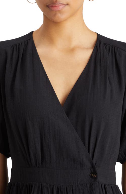 Scotch & Soda Wrap Front Minidress In Evening Black