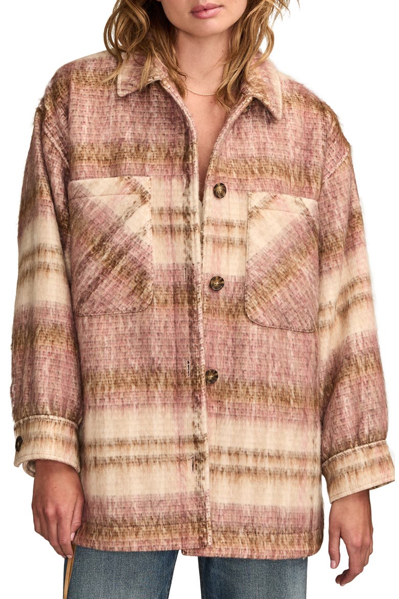 Oversize Plaid Shirt Jacket, Main, color, PINK PLAID