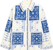 Avec Les Filles Patchwork Bandana Print Quilted Jacket