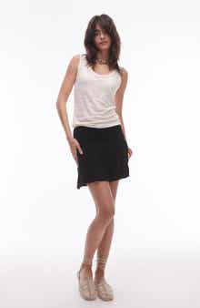 Topshop Smocked High Waist Miniskirt