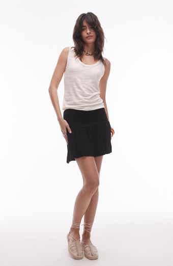 Topshop Smocked High Waist Miniskirt