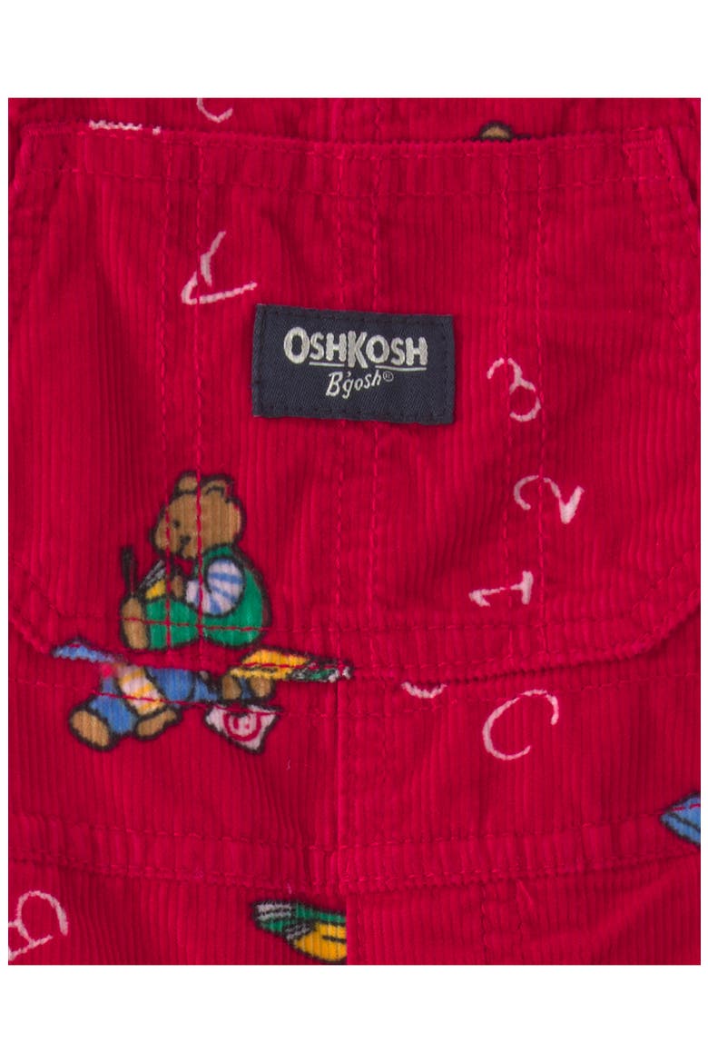 Print Corduroy Overalls, Alternate, color, RED BEAR OVERALL