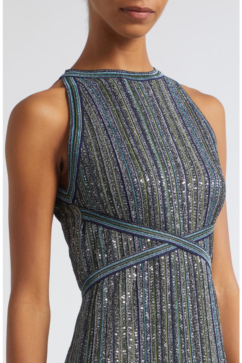 Sequin Stripe Knit Maxi Dress, Alternate, color, S616T-GREEN TONES