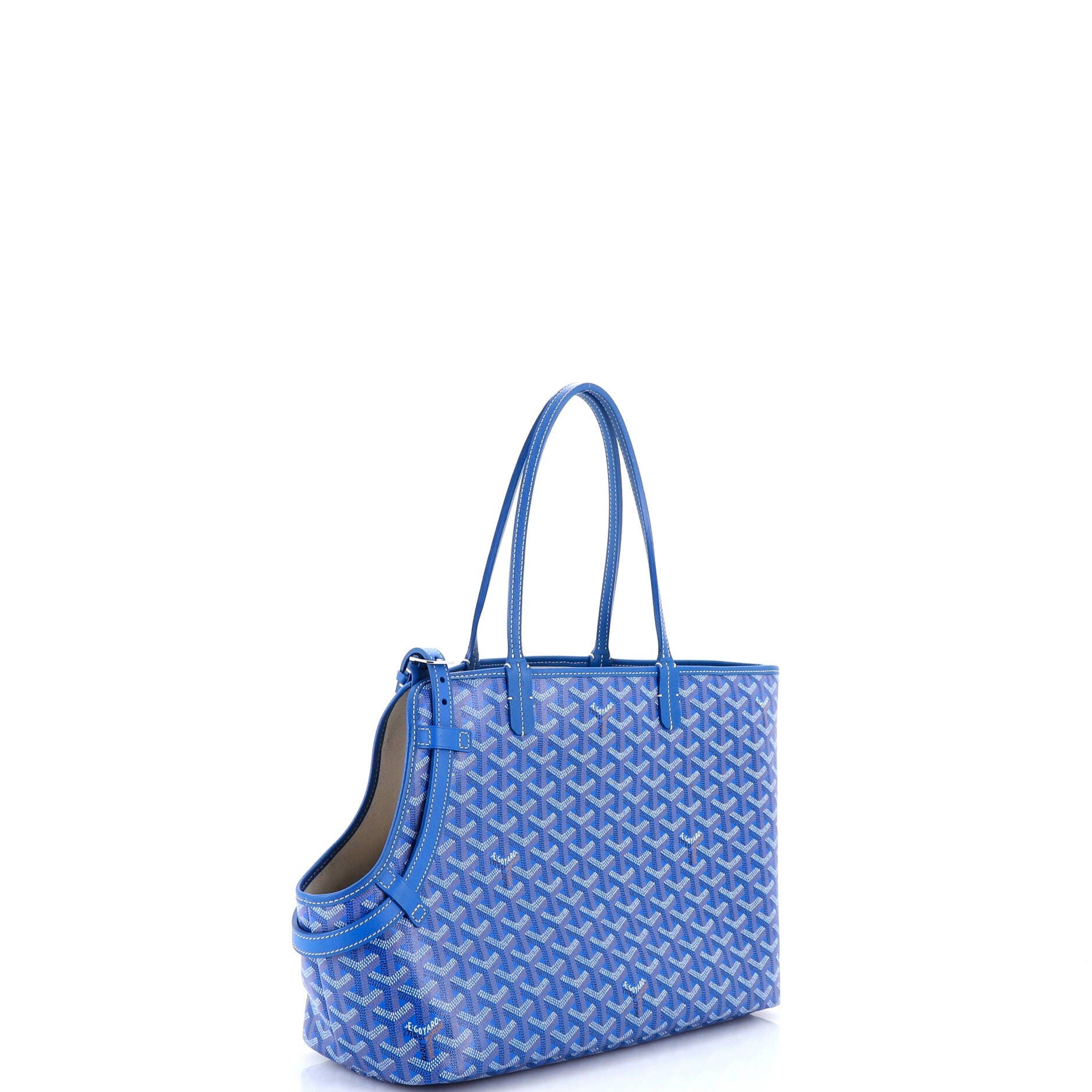 Pre-Owned Goyard Chien Gris Pet Carrier Tote Coated Canvas, Alternate, color, Blue