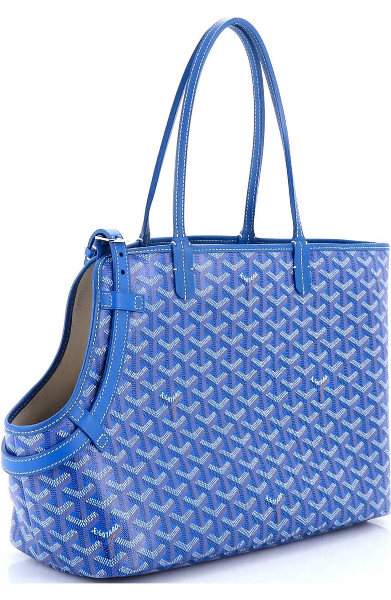 Pre-Owned Goyard Chien Gris Pet Carrier Tote Coated Canvas, Alternate, color, Blue
