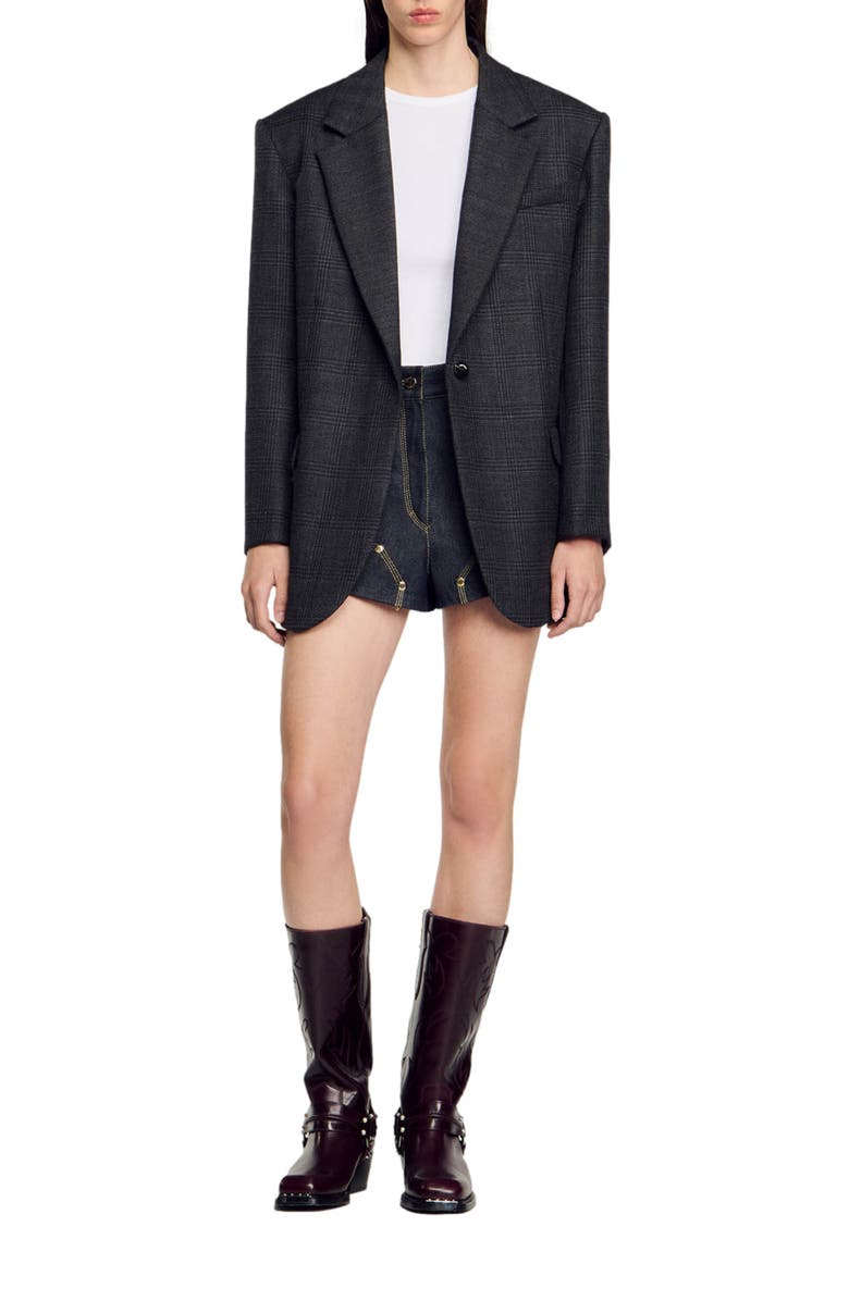 SANDRO Checked suit jacket, Alternate, color,