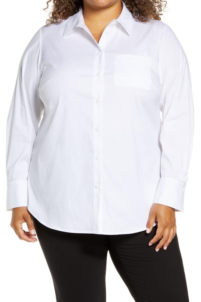 Paget Stretch Cotton Blouse, Main, color, WHITE