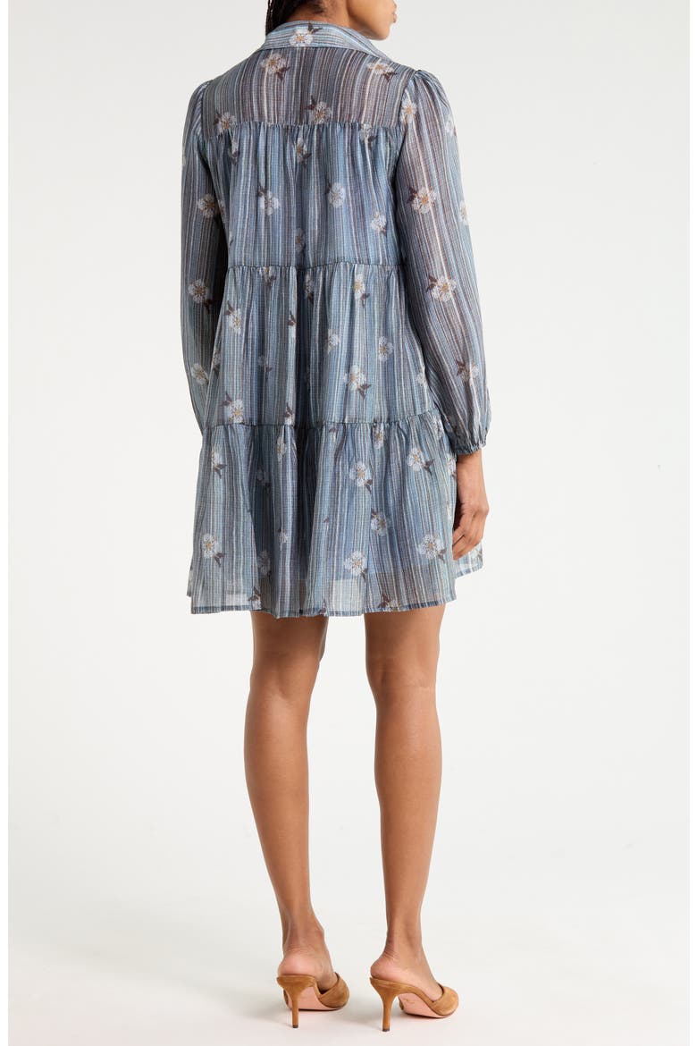 Print Tiered Mini Shirtdress, Alternate, color, DENIM BLUE MULTI
