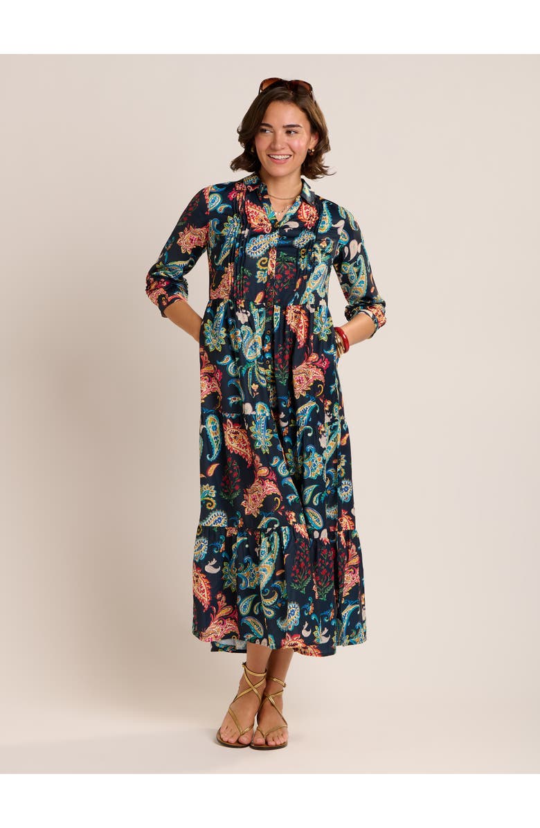 Brakeburn Estrella Sculpted Collar Maxi Dress, Alternate, color, Navy