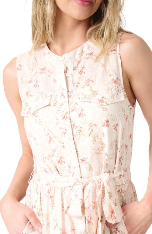 Gibsonlook Floral Belted Cotton Blend Dress In Multi