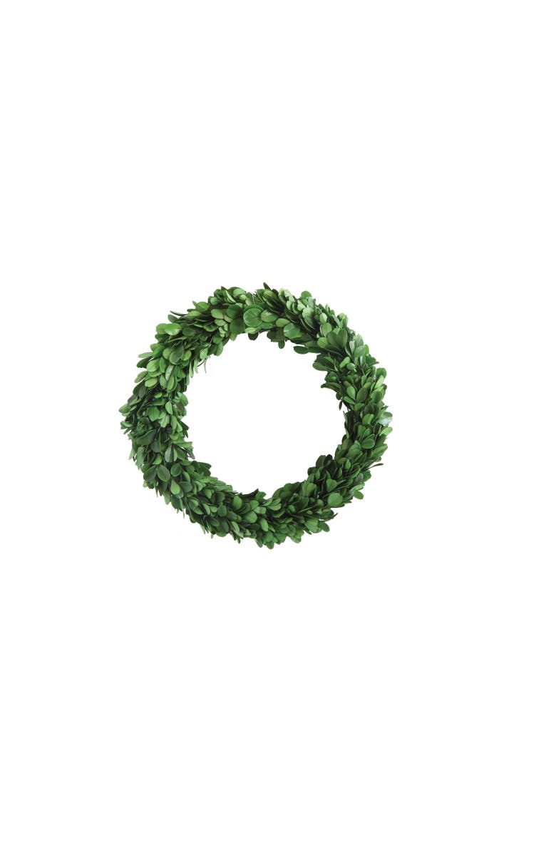 Storied Home Preserved Genuine Boxwood Wreath, Main, color, Green