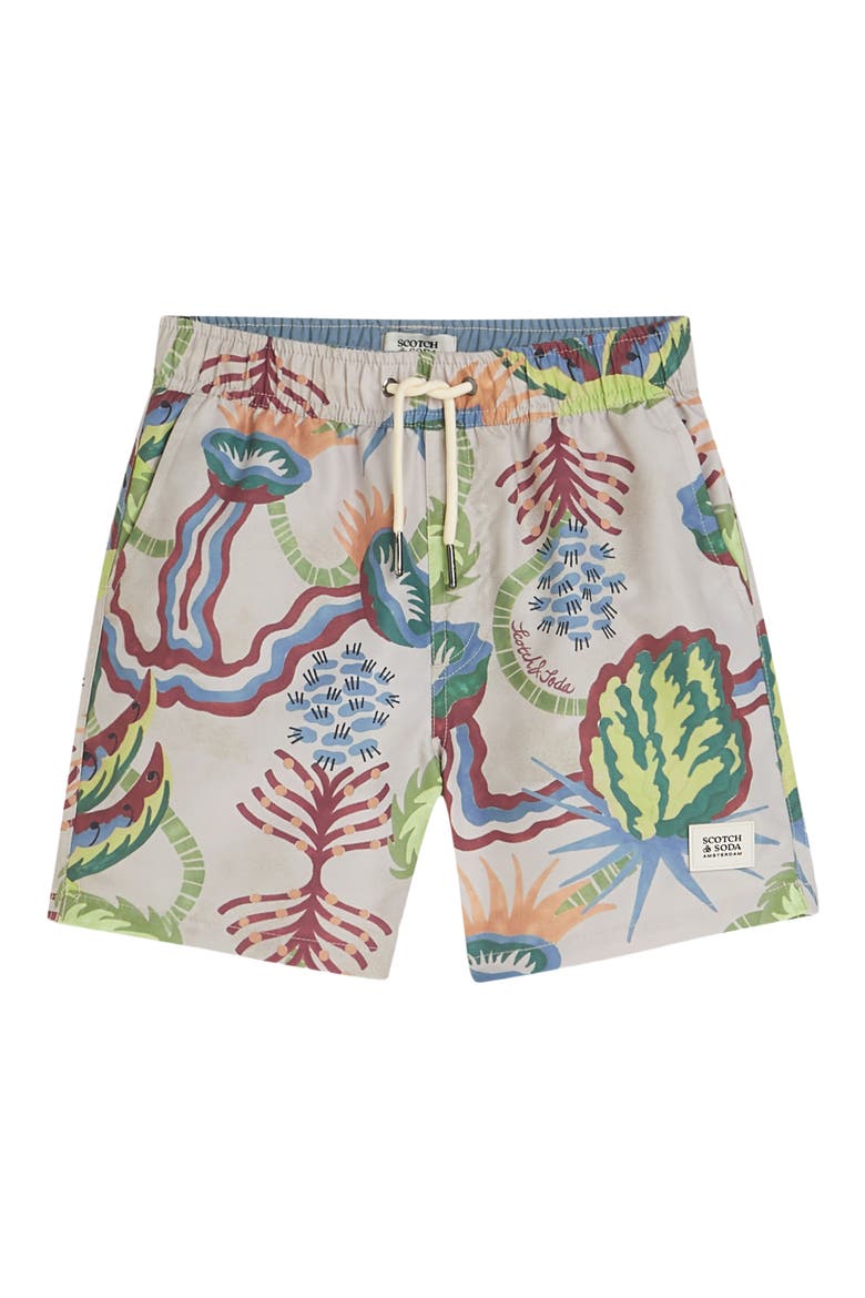 Kids' Midlength Desert Floral Print Swim Trunks, Main, color, DESERT FLORAL INFINITY