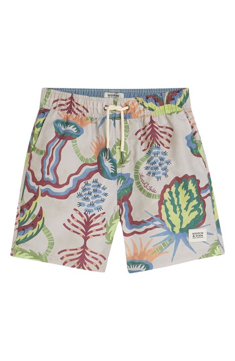 Kids' Midlength Desert Floral Print Swim Trunks (Big Kid)