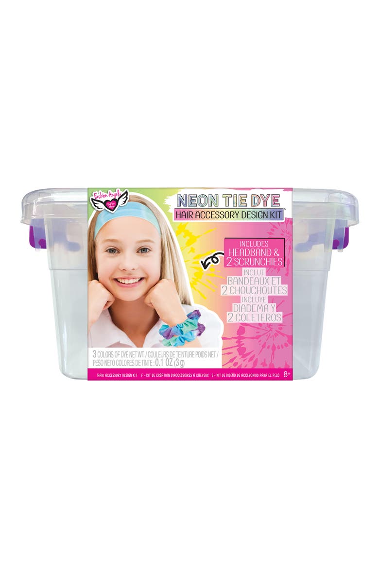 Neon Tie Dye Hair Accessory Design Kit, Main, color, MULTI