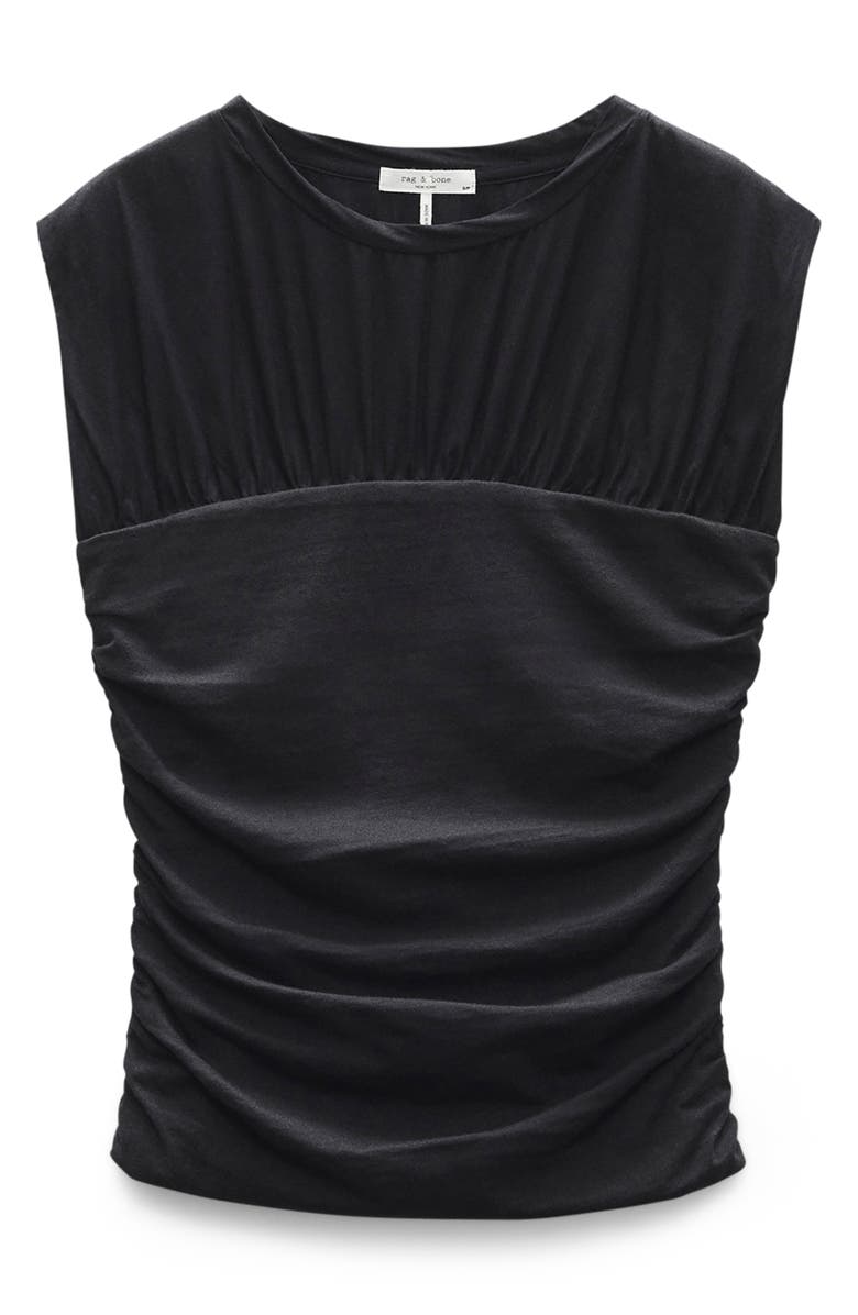 rag & bone Mica Ruched Top, Alternate, color, Black
