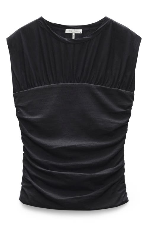 Rag & Bone Mica Banded Cotton Top In Black In Black