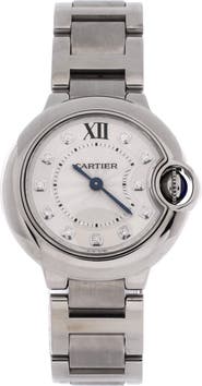 Pre-Owned Cartier Ballon Bleu de Cartier Quartz Watch Stainless Steel with Diamond Markers 28