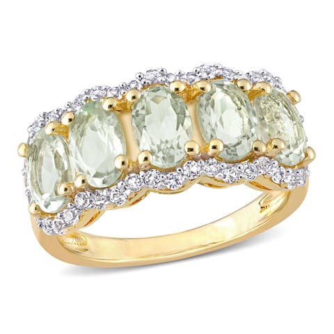 Gemstones Oval Semi-Eternity Ring