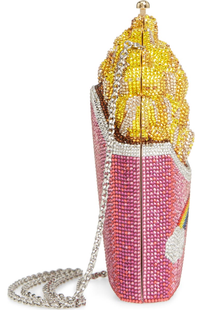 Judith Leiber Rainbow Fries Crystal Embellished Clutch, Alternate, color,