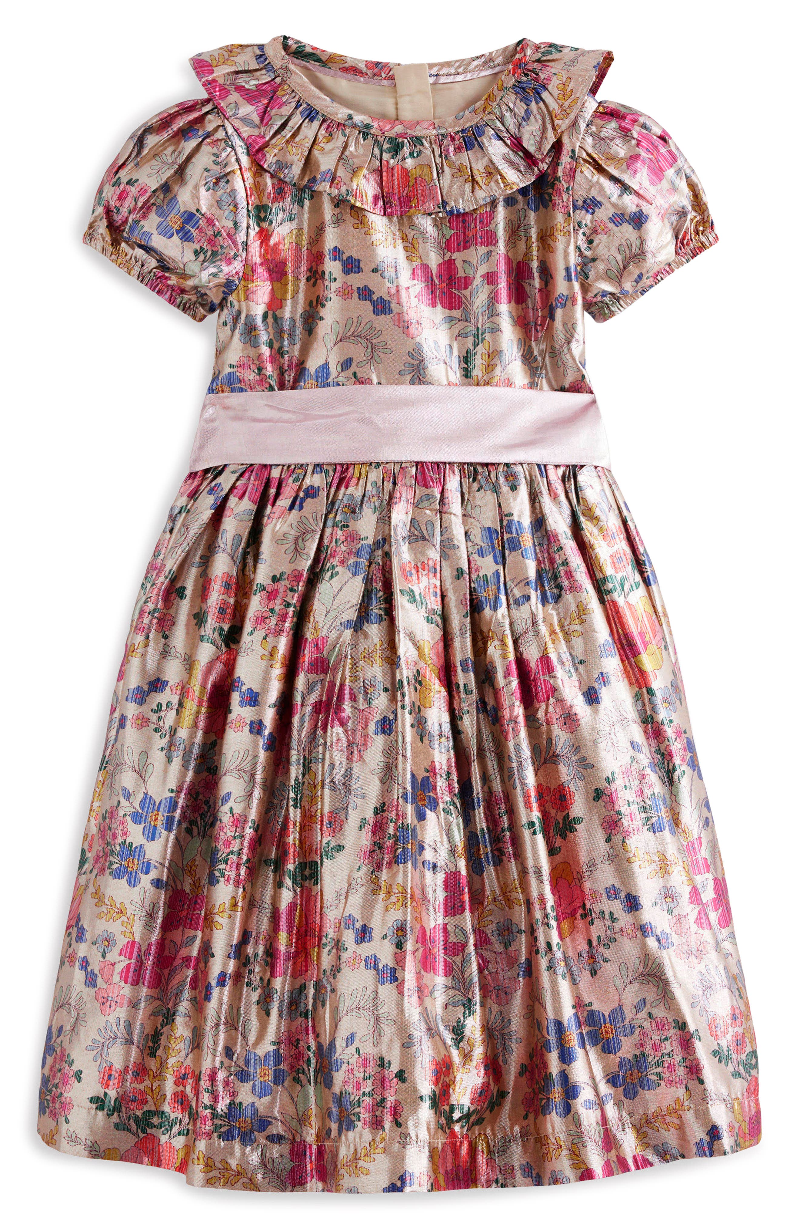 Mini Boden Kids' Metallic Floral Print Party Dress