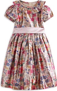 Mini Boden Kids' Metallic Floral Print Party Dress