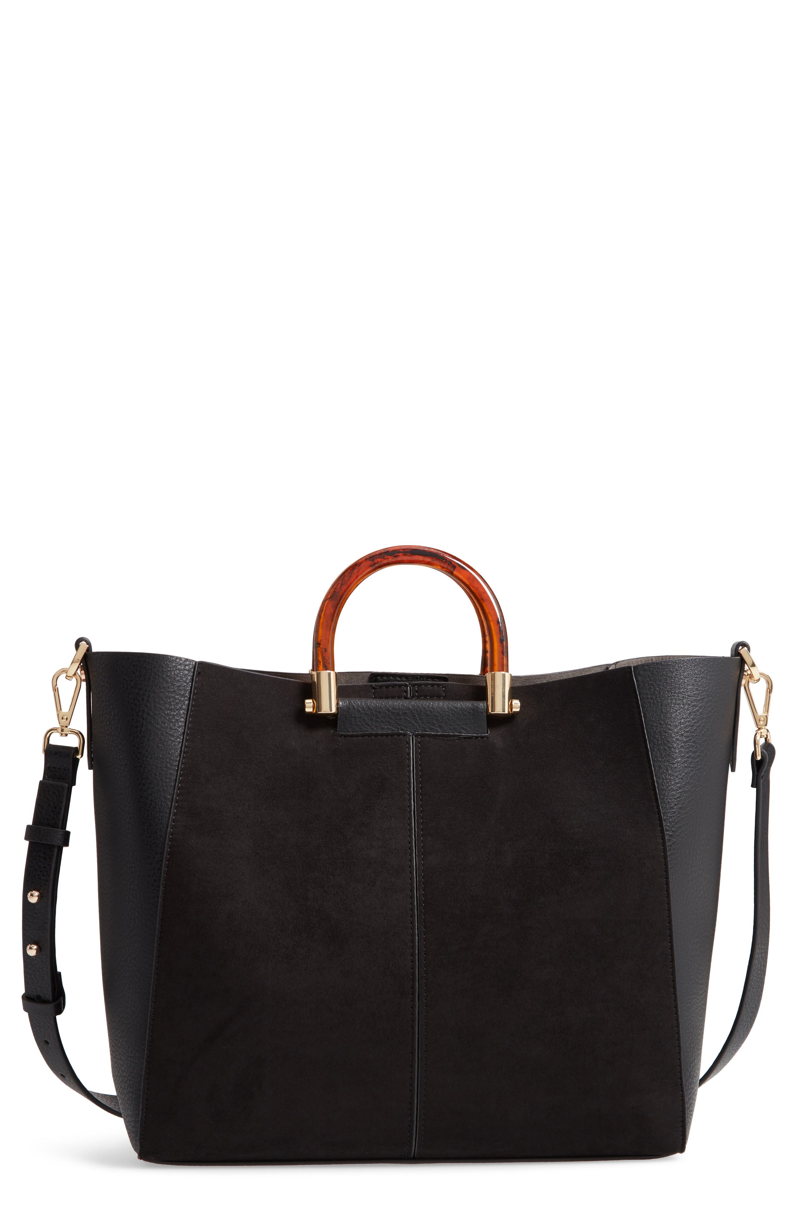 Topshop Sallie Faux Leather Shopper, Main, color, 