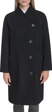 Cole Haan Asymmetric Wool Blend Coat