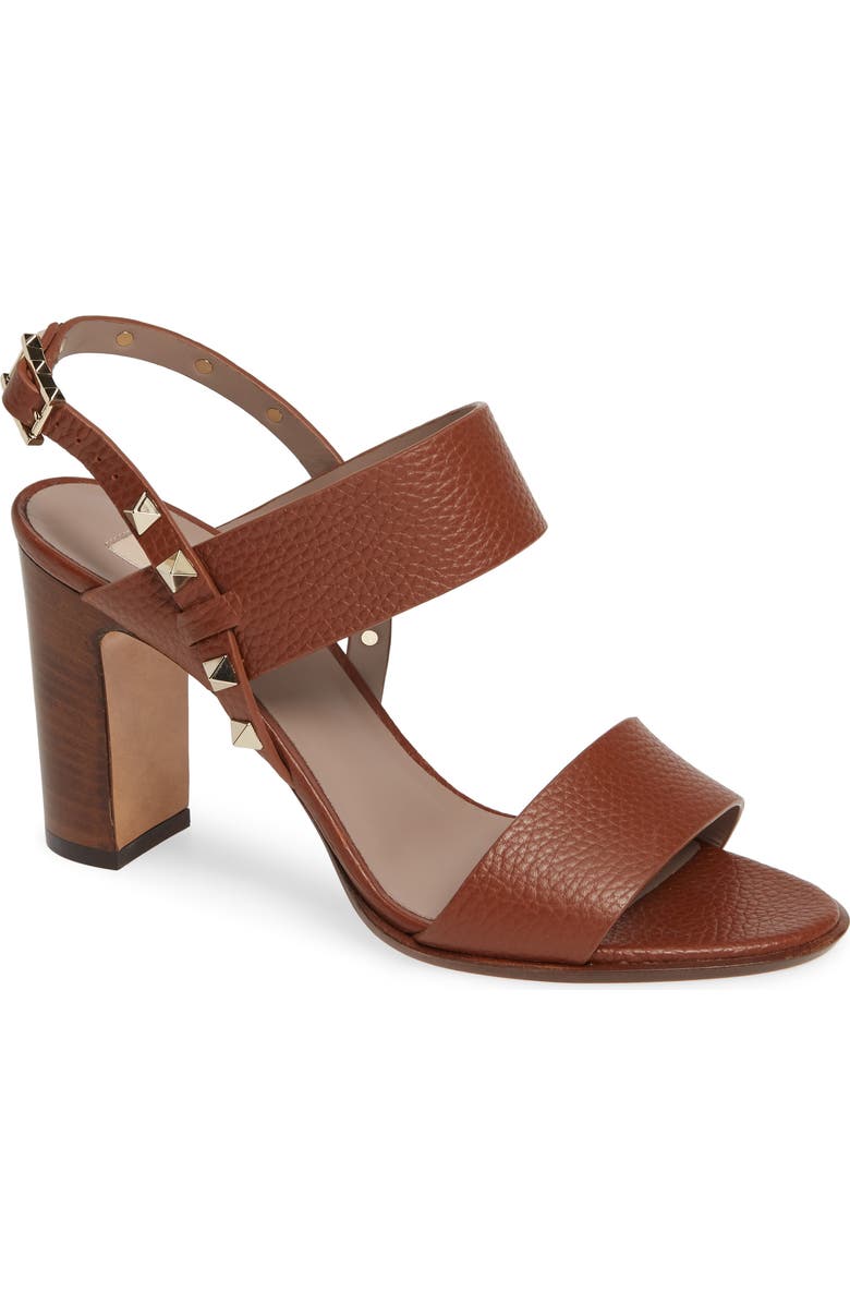 Valentino Garavani Rockstud Slingback Block Heel Sandal, Main, color,